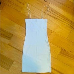 Zara white rubbed body con mini dress